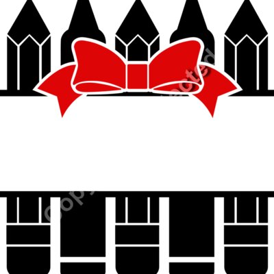 split pencil crayon frame with bow flat Thumbnail