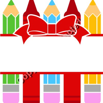 split pencil crayon frame with bow Thumbnail