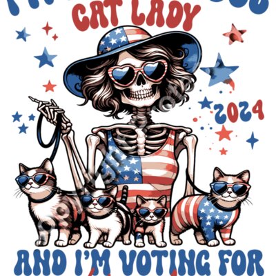 childless cat lady kamala harris 2024 election skeleton cats american flag Thumbnail