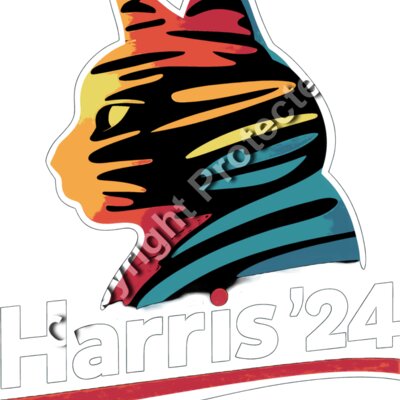 colorful cat silhouette with text  Harris 24  for Kamala Harris election campaign Thumbnail