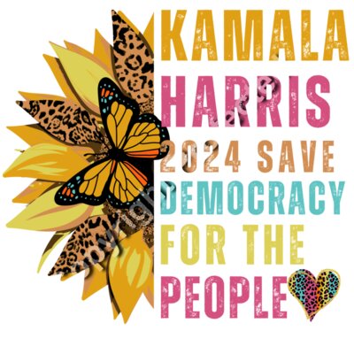 Kamala Harris 2024 campaign butterfly sunflower graphic save democracy for the people Thumbnail