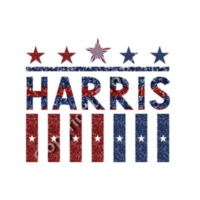 Kamala Harris 2024 campaign glitter graphics red blue stars stripes design Thumbnail