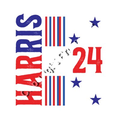 Kamala Harris 2024 campaign graphic with bold red  white  and blue colors  stars  and stripes  Thumbnail
