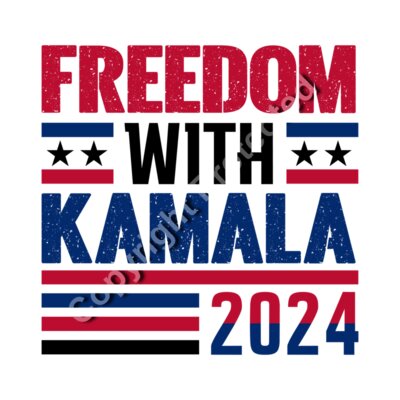Kamala Harris 2024 campaign graphic with bold text in red and blue featuring the word FREEDOM an Thumbnail
