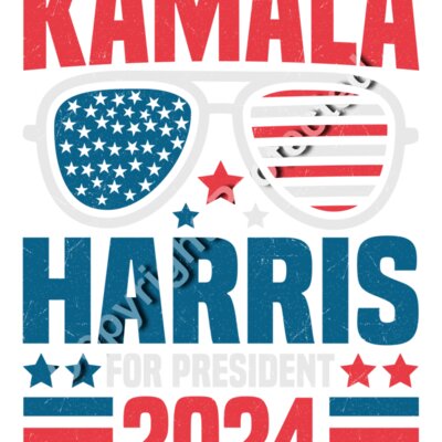 Kamala Harris 2024 campaign graphic with patriotic sunglasses  bold text  and stars     kamala h Thumbnail