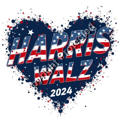 Kamala Harris 2024 campaign heart graphic with red  white  and blue colors  stars  and celebrato Thumbnail