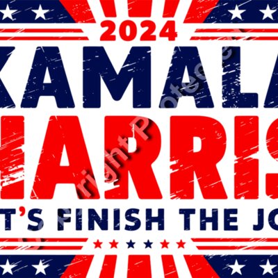 Kamala Harris 2024 campaign poster with bold red and blue lettering  stars  and patriotic theme  Thumbnail