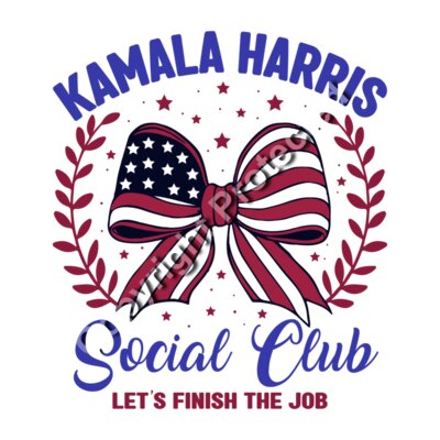 Kamala Harris 2024 campaign social club graphic with patriotic bow and motivational slogan Thumbnail