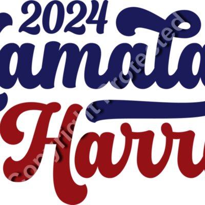 Kamala Harris 2024 campaign typography with bold lettering and star accents in red and blue      Thumbnail