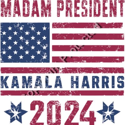 Kamala Harris 2024 Madam President American flag graphic with stars and stripes theme Thumbnail