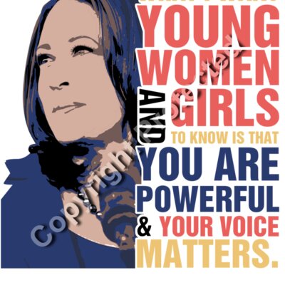 Kamala Harris empowering message for young women and girls 2024 election campaign artwork Thumbnail