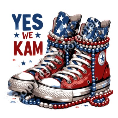 red white blue sneakers Kamala Harris 2024 campaign patriotic theme beads stars Thumbnail