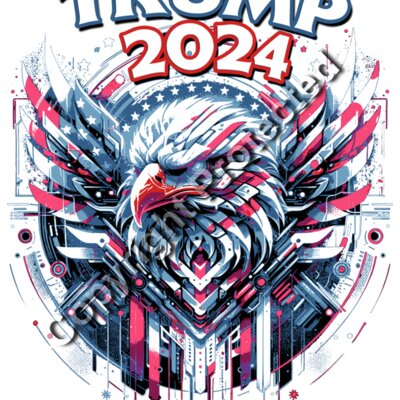 Trump 2024 Eagle Graphic with Red White and Blue Colors and Star Background Thumbnail