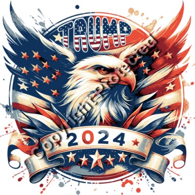 Trump 2024 eagle graphic with stars and stripes patriotic theme Thumbnail