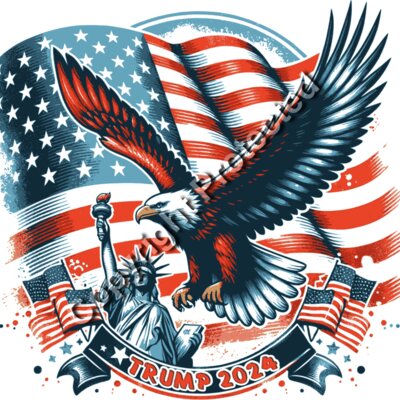 Trump 2024 eagle statue liberty American flag graphic artwork Thumbnail