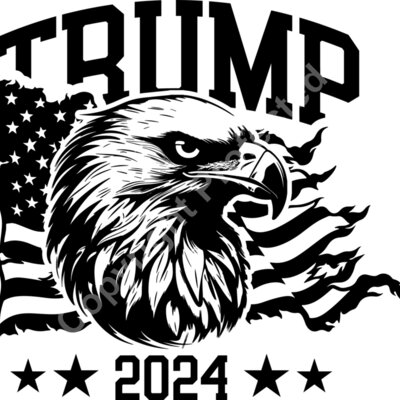 trump 2024 election themed illustration black white vector Thumbnail