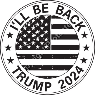 Trump 2024 I ll Be Back American Flag Circle Design Thumbnail