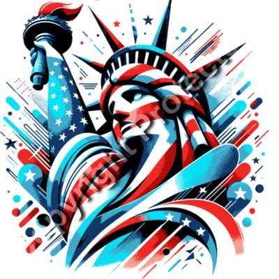 Trump 2024 patriotic design featuring Statue of Liberty in red  white  and blue colors Thumbnail
