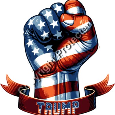trump 2024 patriotic fist american flag artwork Thumbnail